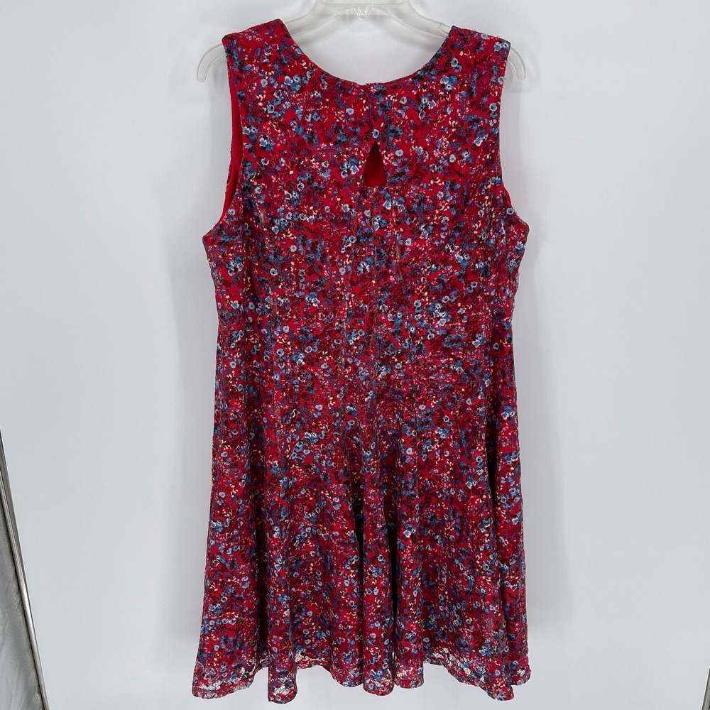 Roz & Ali Women's Red Floral Lace Sleeveless Fit & Flare Dress Size 16 - Picture 1 of 6